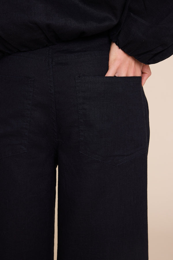 Line Of Oslo St. Barth Linen Trousers Trouser Black 097