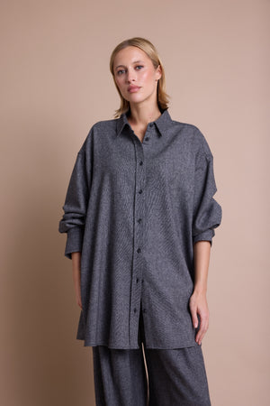 Line Of Oslo Stella Wool Skjorte Blouse Antracite 004