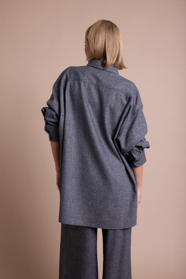 Line Of Oslo Stella Wool Skjorte Blouse Antracite 004