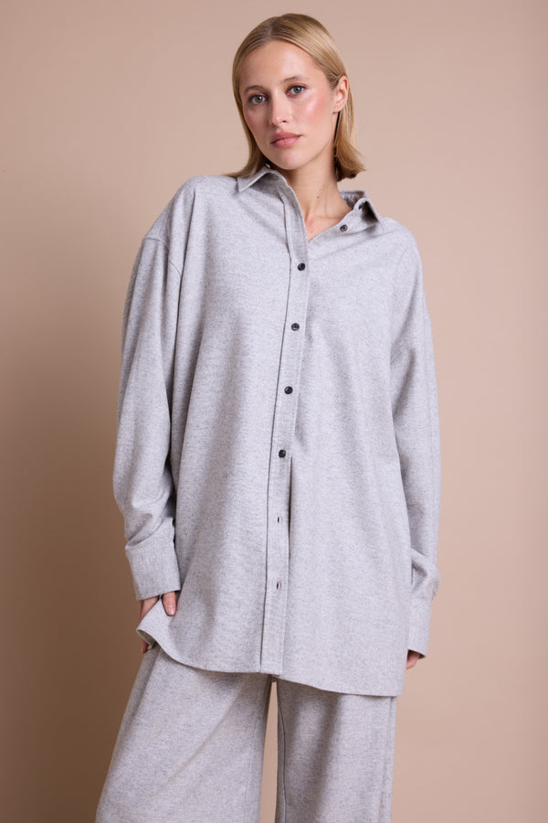 Line Of Oslo Stella Wool Skjorte Blouse Grey 005