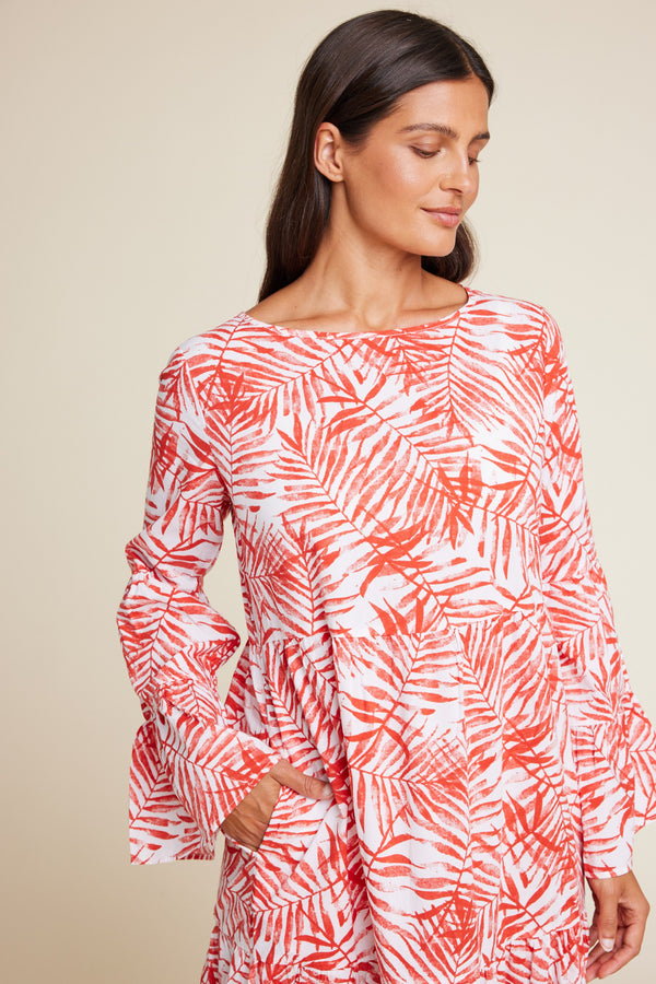 Line Of Oslo Stone Palms Dress Dress Red 009