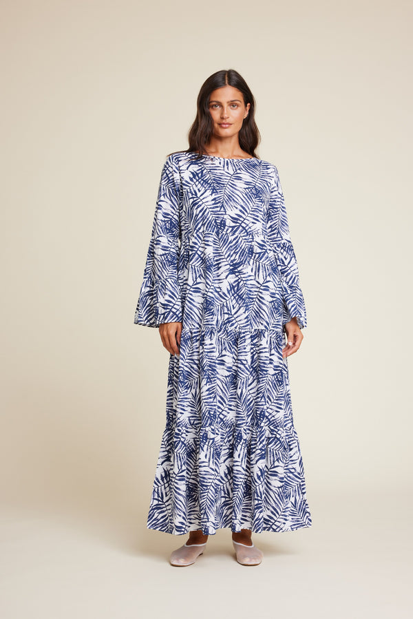 Line Of Oslo Stone Palms Dress Dress Blue 066