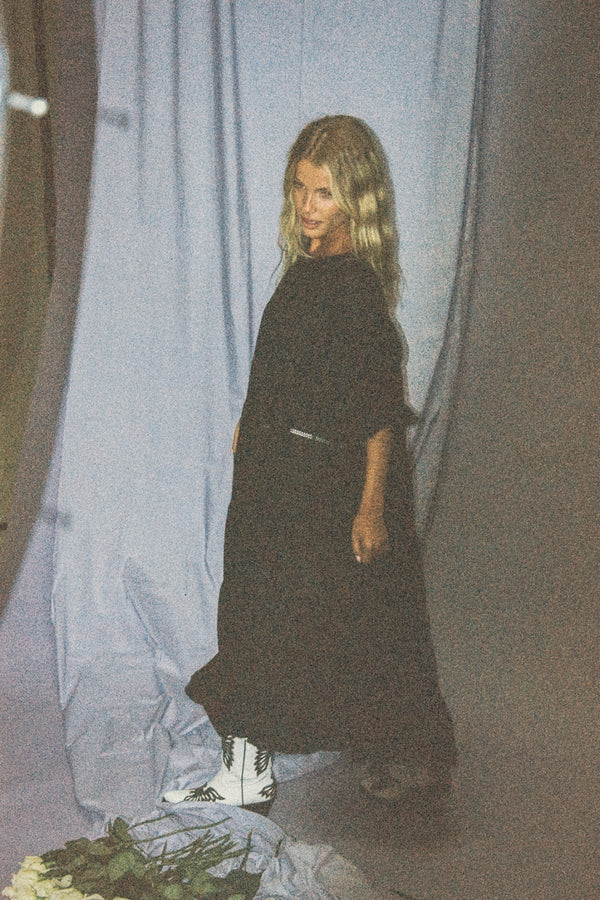 Line Of Oslo Summer Bird Linen Dress Dress Black 097
