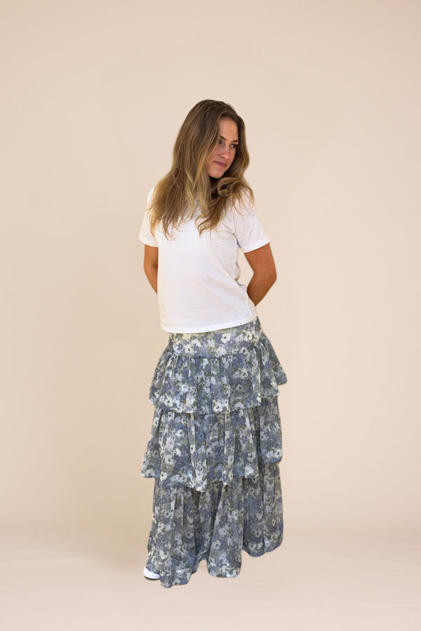 Line Of Oslo Summer Flower Skirt Skirt Light Blue 003