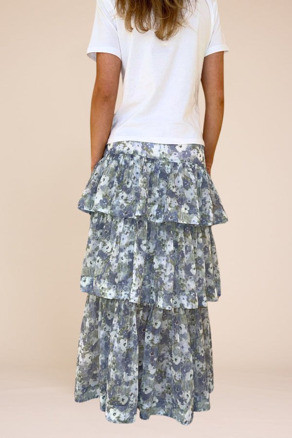 Line Of Oslo Summer Flower Skirt Skirt Light Blue 003