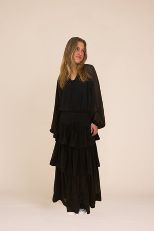 Line Of Oslo Summer Solid Skirt Skirt Black 097