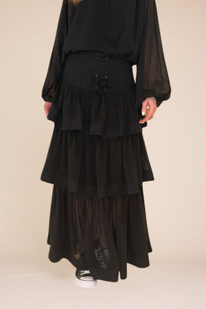 Line Of Oslo Summer Solid Skirt Skirt Black 097