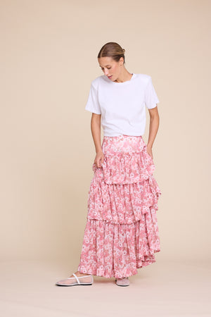 Line Of Oslo Summer Flower Skirt Skirt Pink 002