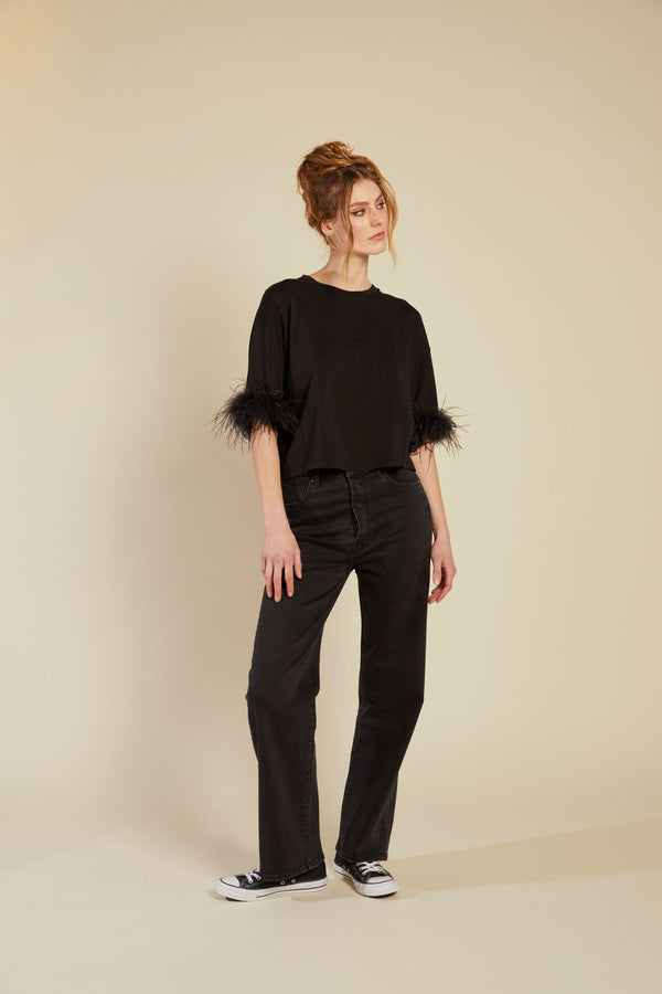 Line Of Oslo Swan Top Tops Black 097