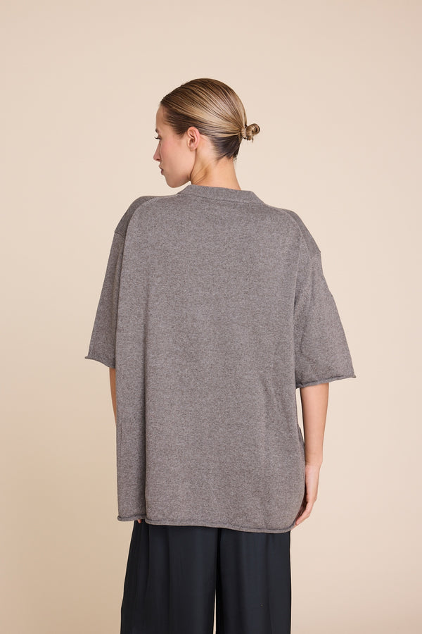 Line Of Oslo Terry Knitted T-shirt Top Brown 063