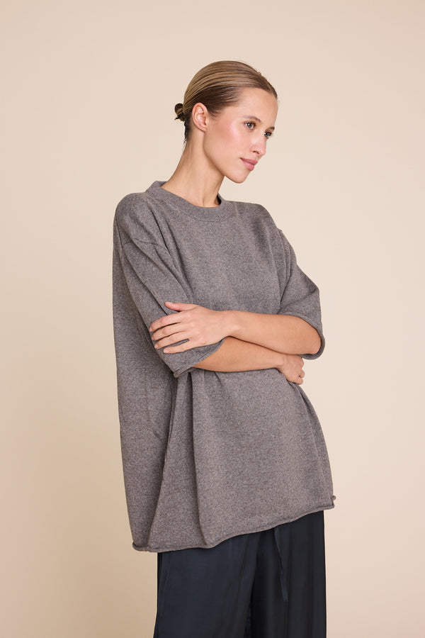 Line Of Oslo Terry Knitted T-shirt Top Brown 063