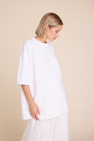 Line Of Oslo Terry Knitted T-shirt Top Creme 091