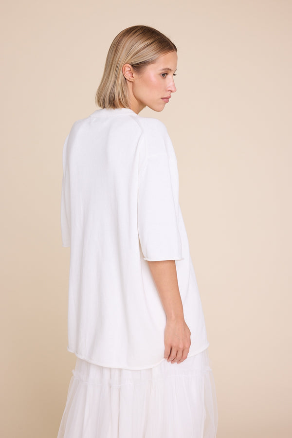 Line Of Oslo Terry Knitted T-shirt Top Creme 091