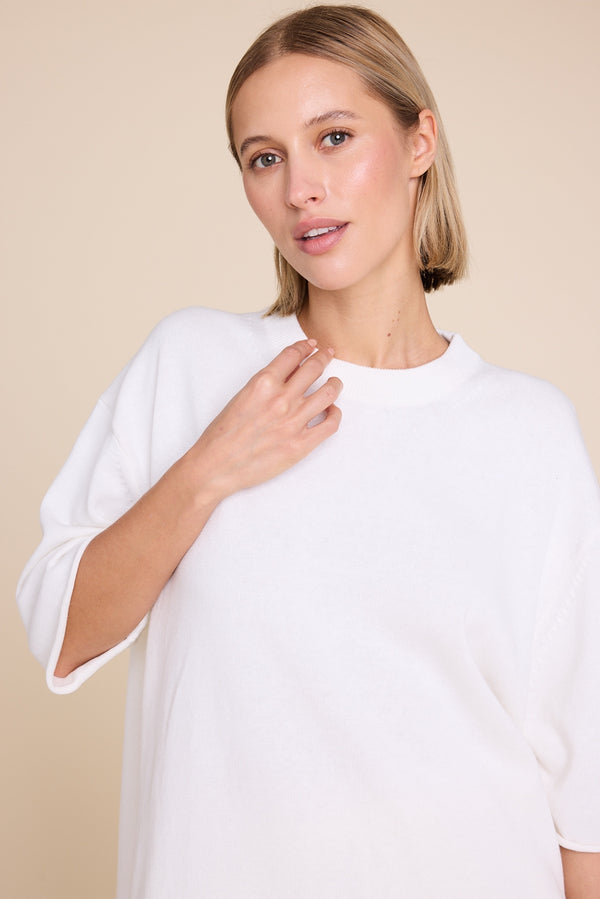 Line Of Oslo Terry Knitted T-shirt Top Creme 091