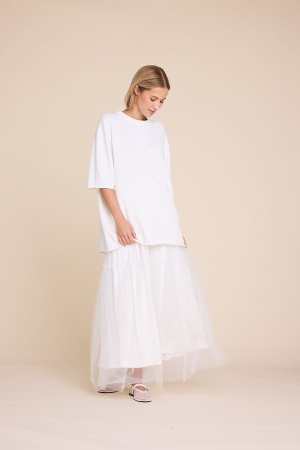 Line Of Oslo Terry Knitted T-shirt Top Creme 091