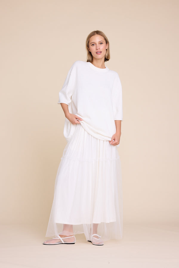 Line Of Oslo Terry Knitted T-shirt Top Creme 091