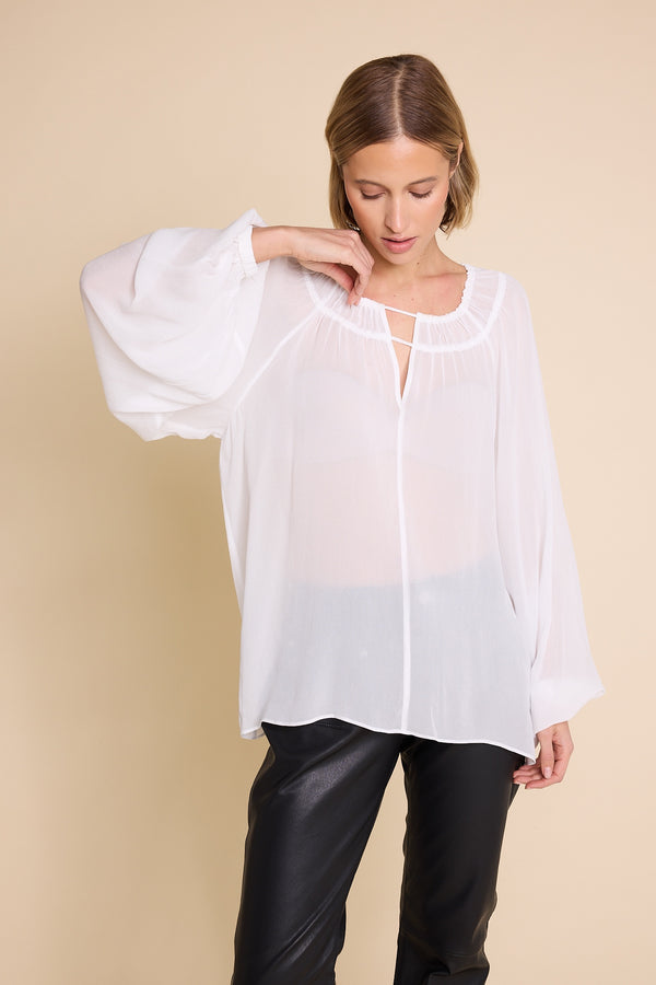 Line Of Oslo Tessa Chiffon Top Blouse Creme 091