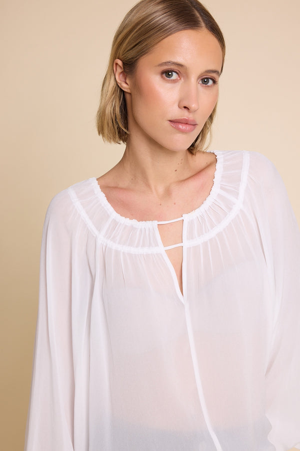Line Of Oslo Tessa Chiffon Top Blouse Creme 091