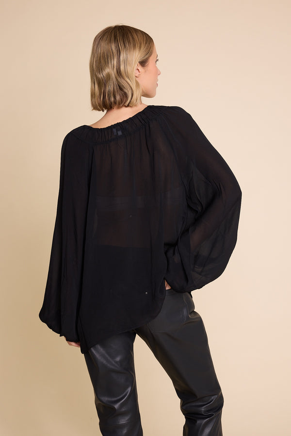 Line Of Oslo Tessa Chiffon Top Blouse Black 097