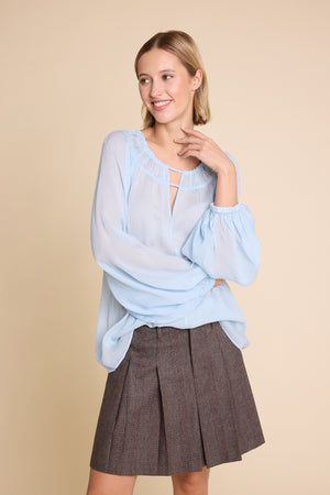 Line Of Oslo Tessa Chiffon Top Blouse Light Blue 003