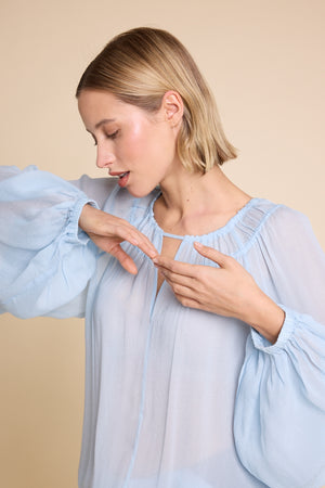 Line Of Oslo Tessa Chiffon Top Blouse Light Blue 003