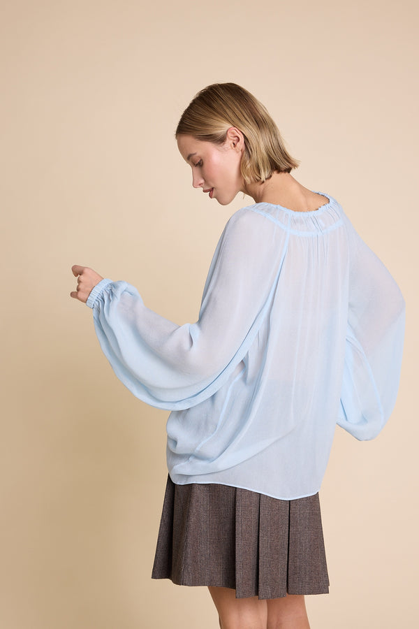 Line Of Oslo Tessa Chiffon Top Blouse Light Blue 003