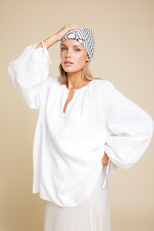 Line Of Oslo Tex Linen Blouse Blouse White 001