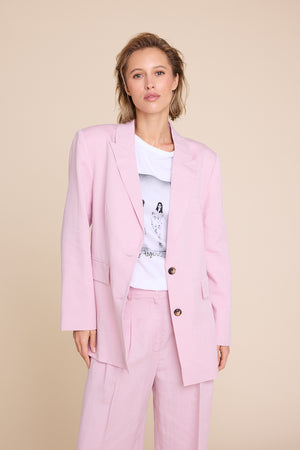 Line Of Oslo The Kid Linen Blazer Blazer Pink 002