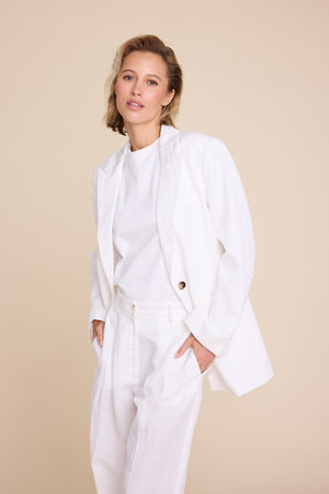 Line Of Oslo The Kid Linen Blazer Blazer White 001