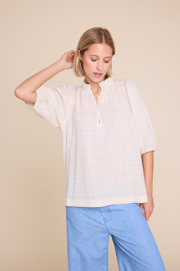 Line Of Oslo Tutti Check Blouse Blouse Sand 069