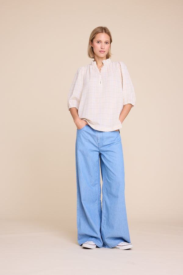 Line Of Oslo Tutti Check Blouse Blouse Sand 069