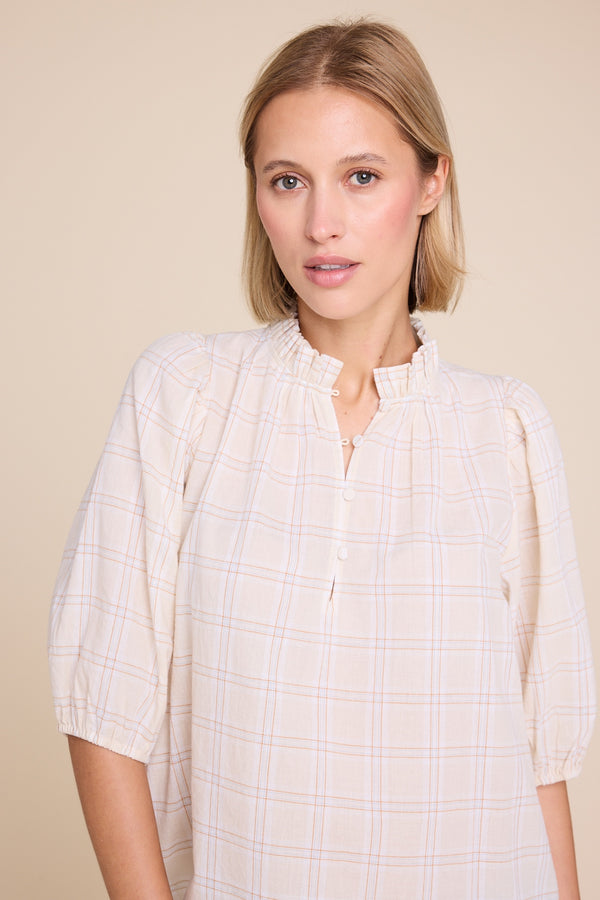 Line Of Oslo Tutti Check Blouse Blouse Sand 069