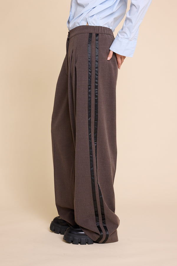 Line Of Oslo Ursula Wool Stripe Trousers Trouser Brown w/ stripe 240