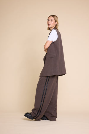 Line Of Oslo Ursula Wool Stripe Trousers Trouser Brown w/ stripe 240