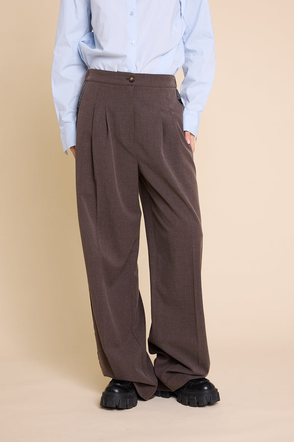 Line Of Oslo Ursula Wool Stripe Trousers Trouser Brown w/ stripe 240