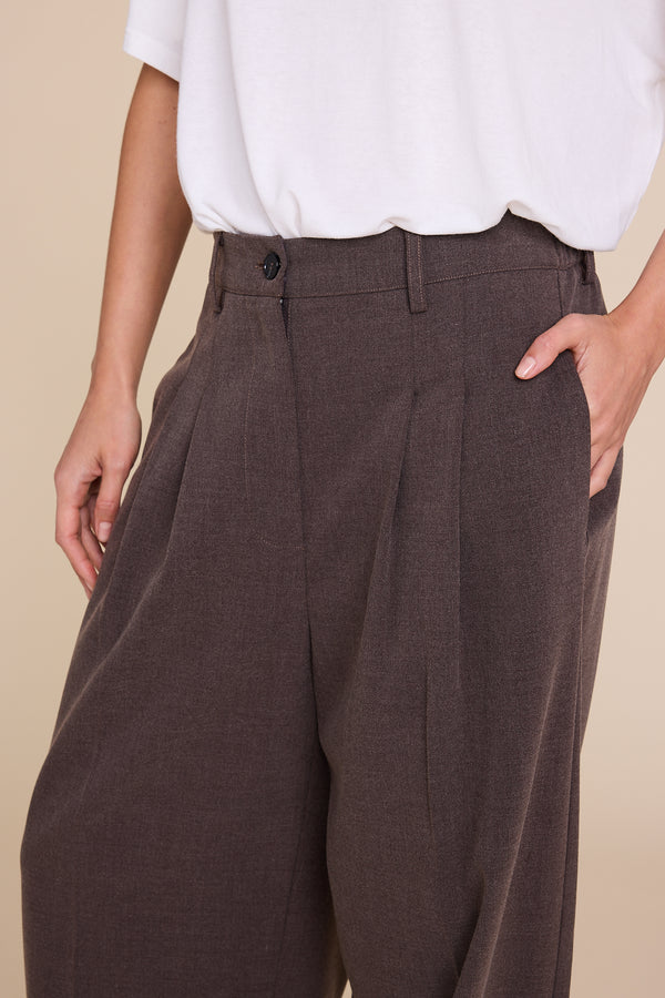 Line Of Oslo Ursula Wool Trouers Trouser Brown wo/ stripe