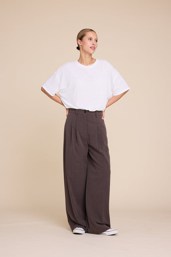 Line Of Oslo Ursula Wool Trouers Trouser Brown wo/ stripe