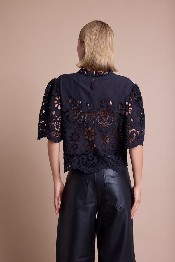 Line Of Oslo Victoria Lace Bluse Blouse Black 097