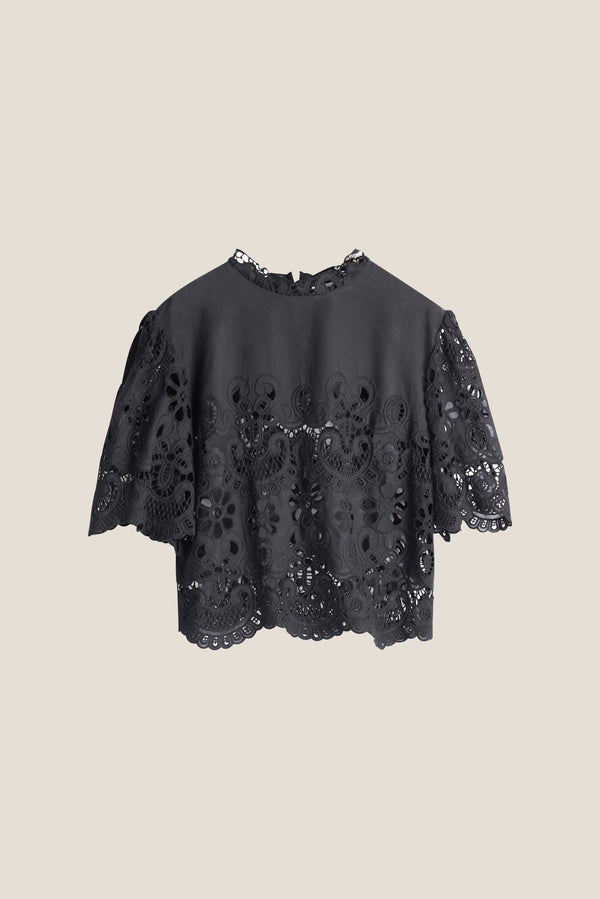 Line Of Oslo Victoria Lace Bluse Blouse Black 097