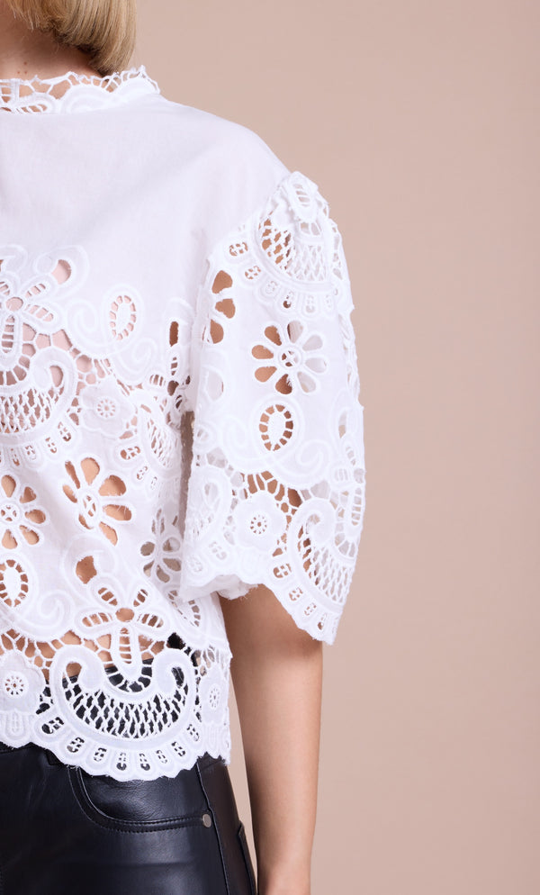 Line Of Oslo Victoria Lace Bluse Blouse White 001