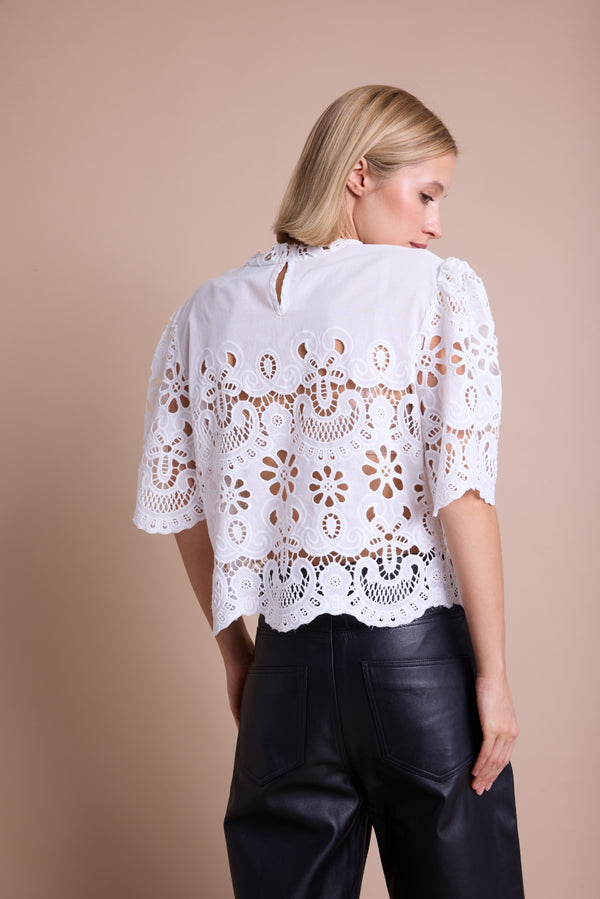 Line Of Oslo Victoria Lace Bluse Blouse White 001