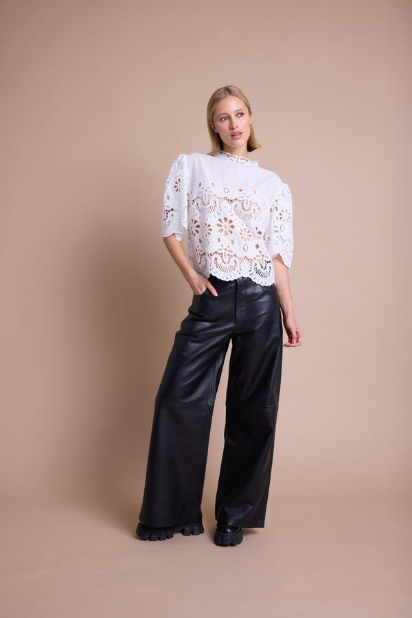 Line Of Oslo Victoria Lace Bluse Blouse White 001