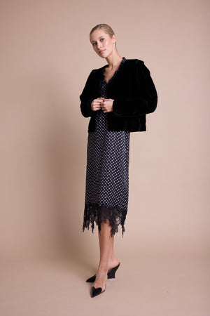 Line Of Oslo Wanda Velvet Jacket Blazer Black 097