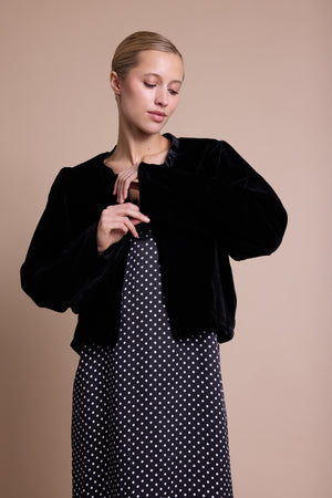 Line Of Oslo Wanda Velvet Jacket Blazer Black 097