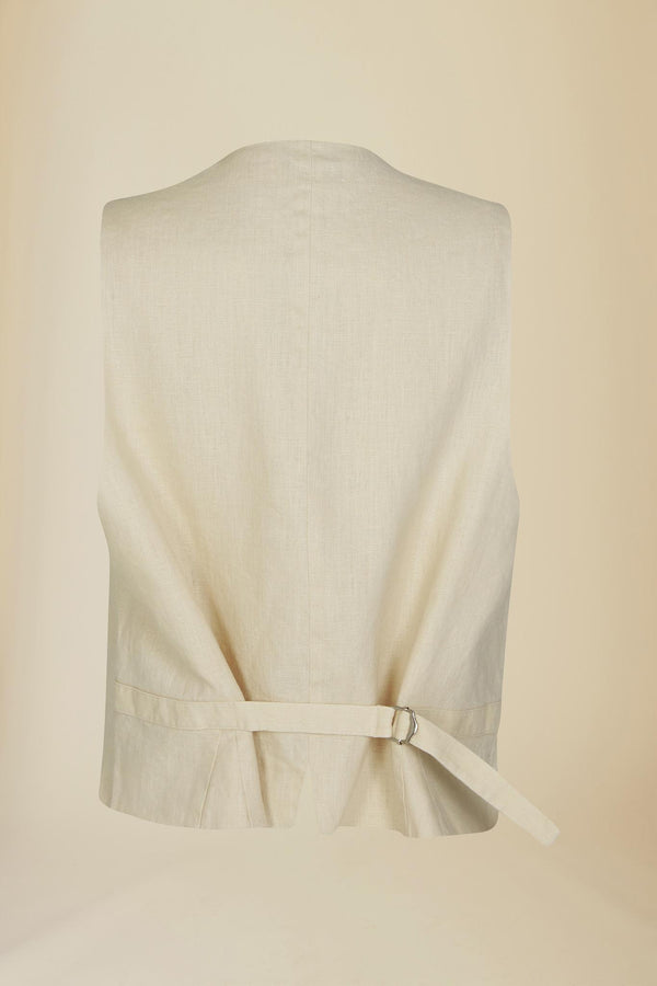 Line Of Oslo West Linen Vest Latte