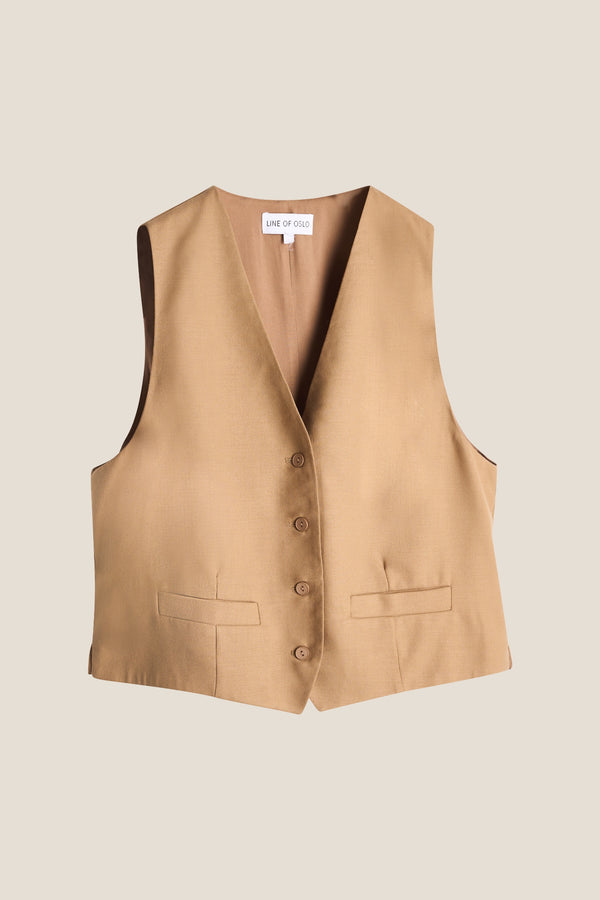 Line Of Oslo West Solid Vest Camel 061