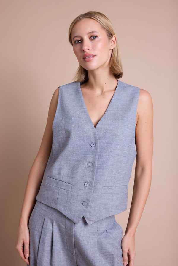 Line Of Oslo West Solid Vest Grey 005