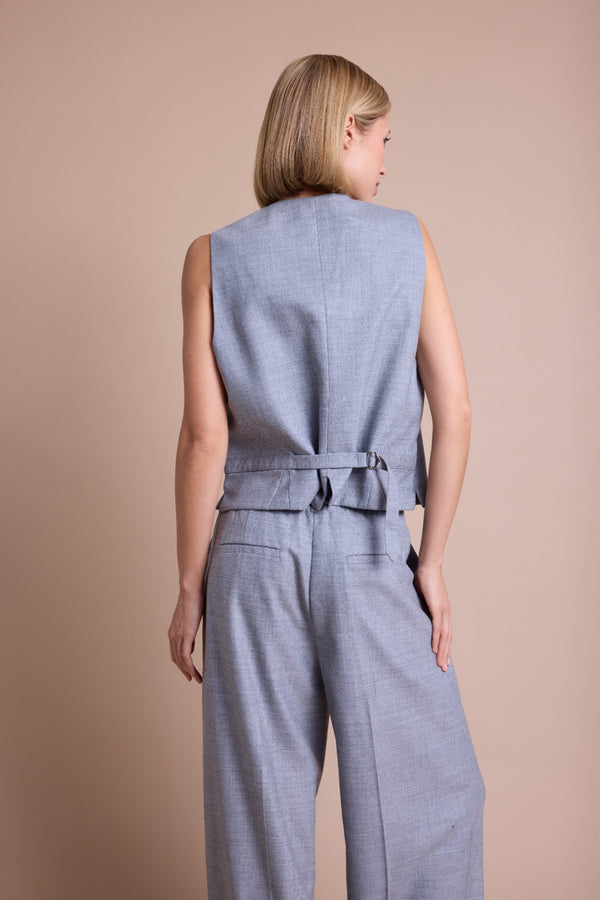 Line Of Oslo West Solid Vest Grey 005