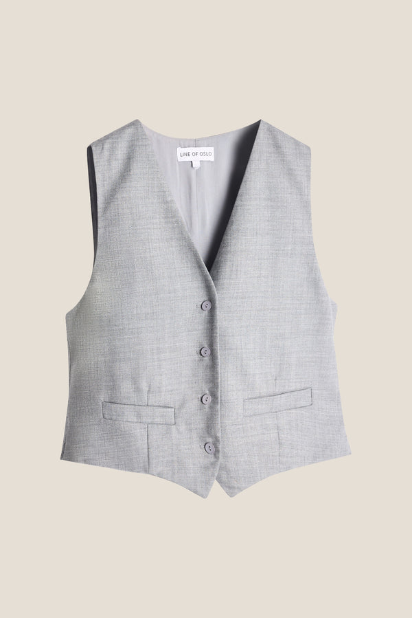 Line Of Oslo West Solid Vest Grey 005
