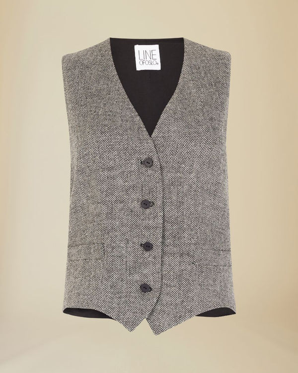 Line Of Oslo West Tweed Vest Black 097